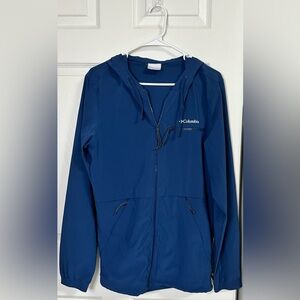 Columbia Hooded Windbreaker Jacket Blue Center Ridge Full Zip Men size S